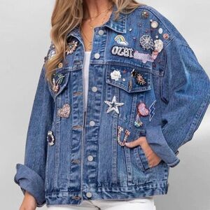 Embellished Oversized Denim Jacket